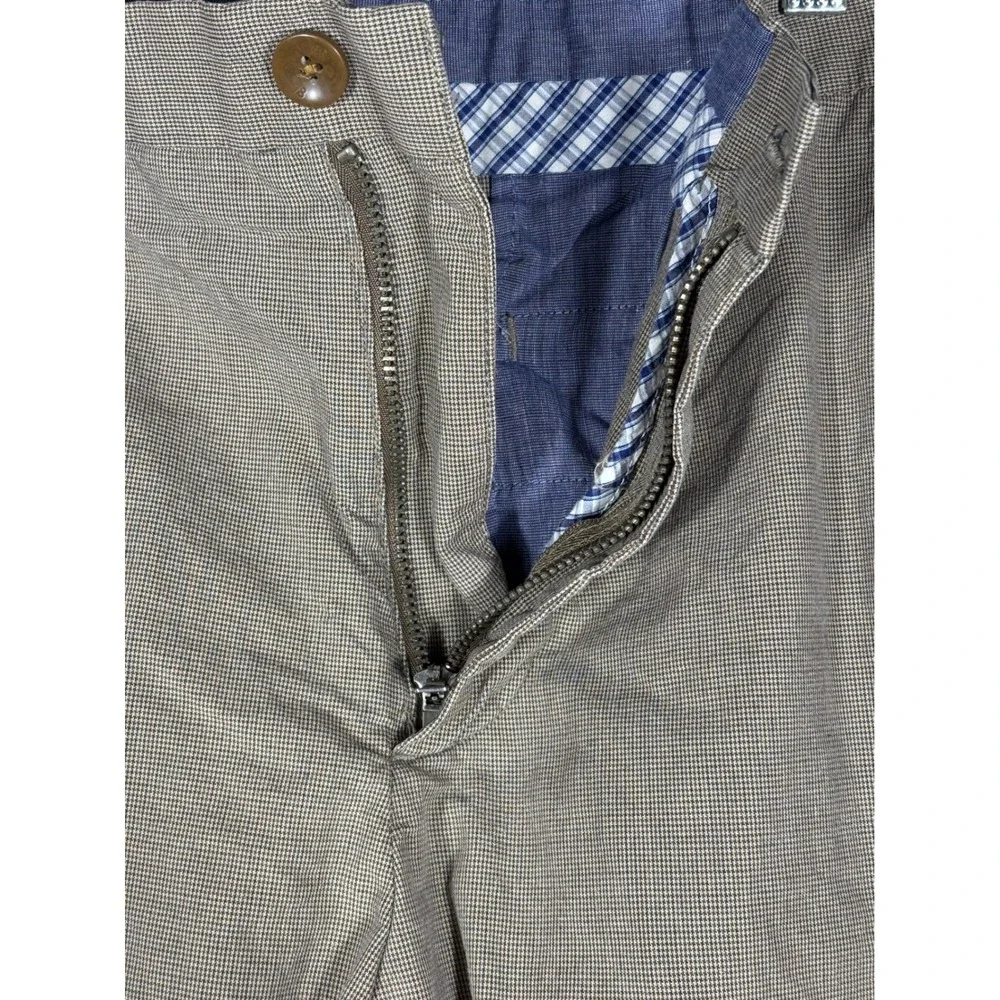 Banana Republic Kentfield Pant Mens 34x30 Tan Micro Houndstooth Chino Trousers